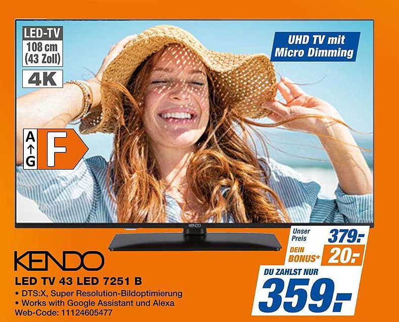 KENDO LED TV 108 cm (43 Zoll) 4K UHD TV mit Micro Dimming