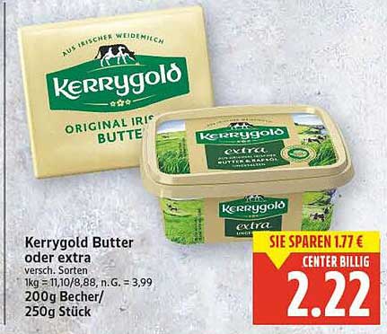 Kerrygold Butter oder extra 200g Becher für 2,22€