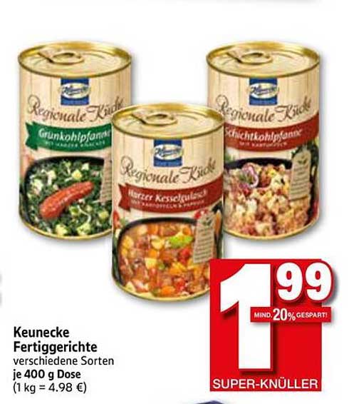Keunecke Fertiggerichte verschiedene Sorten je 400 g Dose