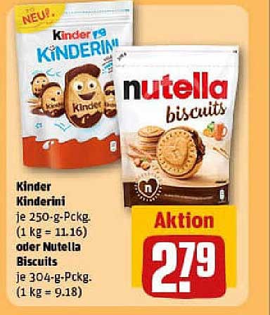 Kinder Kinderini oder Nutella Biscuits je 250-g-Packung