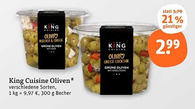 King Cuisine Oliven – verschiedene Sorten, 300 g Becher