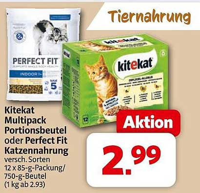 Kitekat Multipack Portionsbeutel oder Perfect Fit Katzennahrung