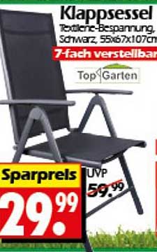 Klappsessel aus Textilene mit 7-fach verstellbarem Rückenlehne