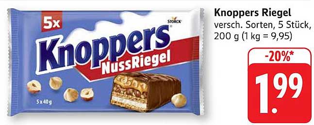 Knoppers Riegel - verschiedene Sorten, 5 Stück