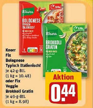 Knorr Fix Bolognese Typisch Italienisch oder Veggie Brokkoli Gratin