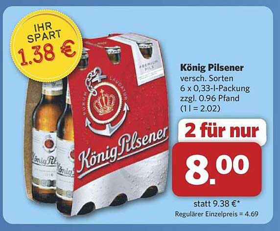 König Pilsener 6 x 0,33 l-Packung