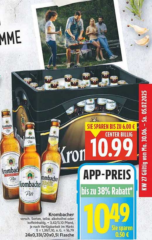 Krombacher 24 Flaschen à 0,5 l für nur 10,99 €