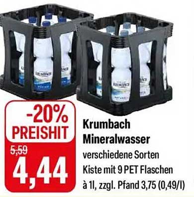 Krumbach Mineralwasser Kiste mit 9 PET Flaschen à 1l