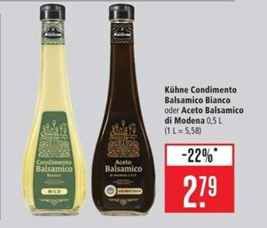 Kühnе Condimento Balsamico Bianco oder Aceto Balsamico di Modena 0,5 L