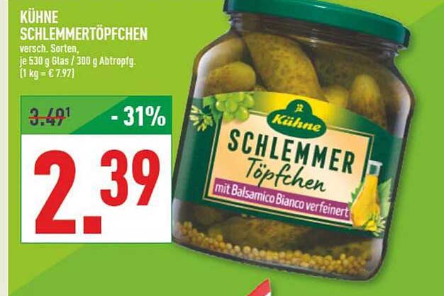 KÜHNE SCHLEMMERTÖPFCHEN - Vers. Sorten, je 530 g Glas