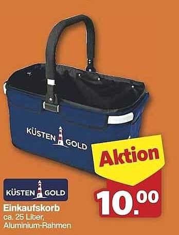 KÜSTEN GOLD Einkaufskorb ca. 25 Liter mit Aluminium-Rahmen