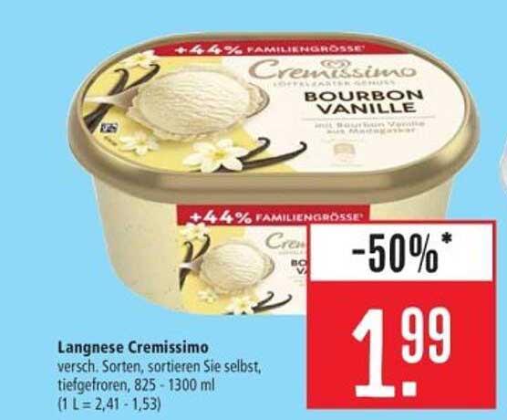 Langnese Cremissimo Bourbon Vanille, 825 - 1300 ml