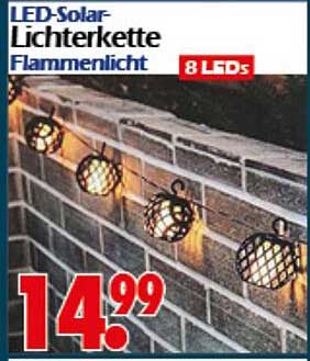 LED-Solar-Lichterkette Flammenlicht mit 8 LEDs