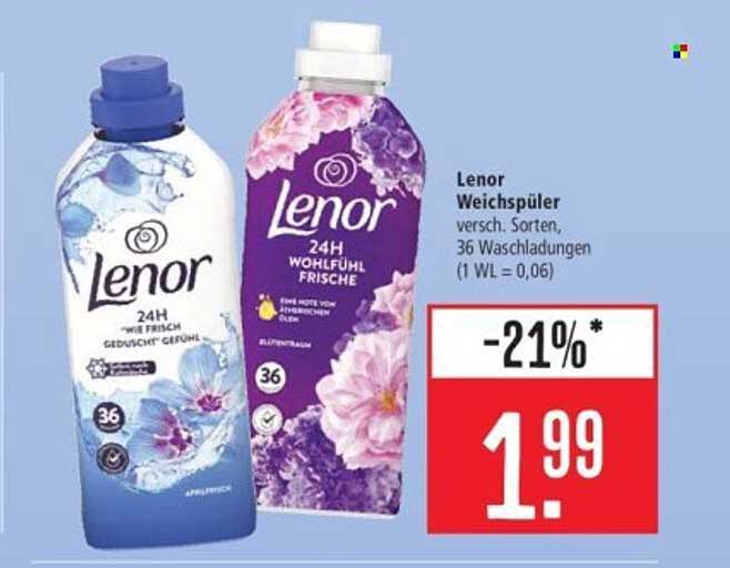 Lenor Weichspüler verschiedene Sorten, 36 Waschladungen
