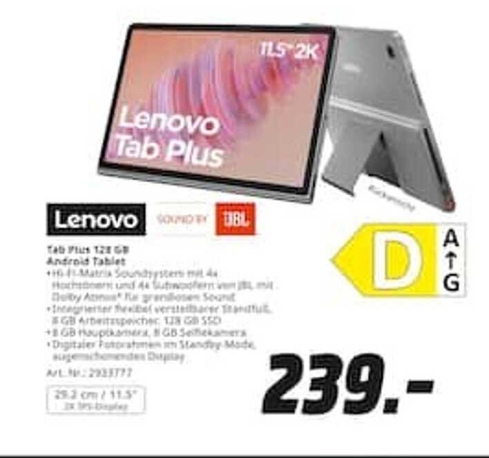 Lenovo Tab Plus 128 GB Android Tablet