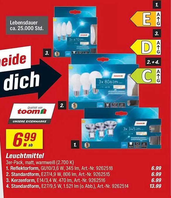 Leuchtmittel 3er-Pack, matt, warmweiß (2.700 K)