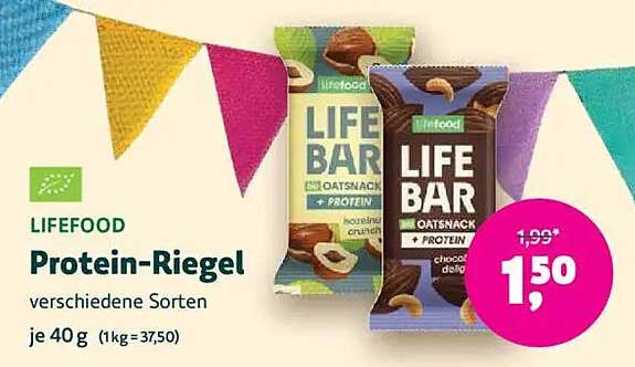 LIFEFOOD Protein-Riegel verschiedene Sorten je 40 g