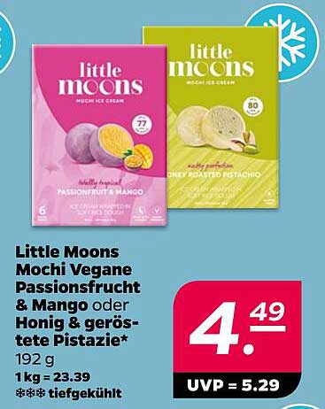Little Moons Mochi Vegane Passionsfrucht & Mango oder Honig & geröstete Pistazie 192 g