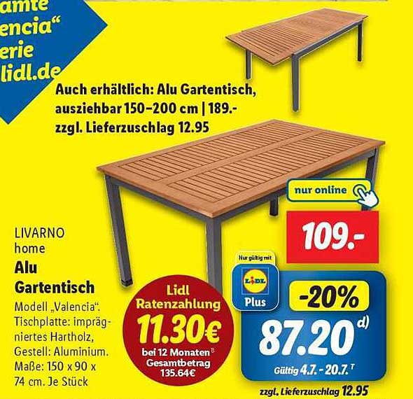 LIVARNO home Alu Gartentisch "Valencia"