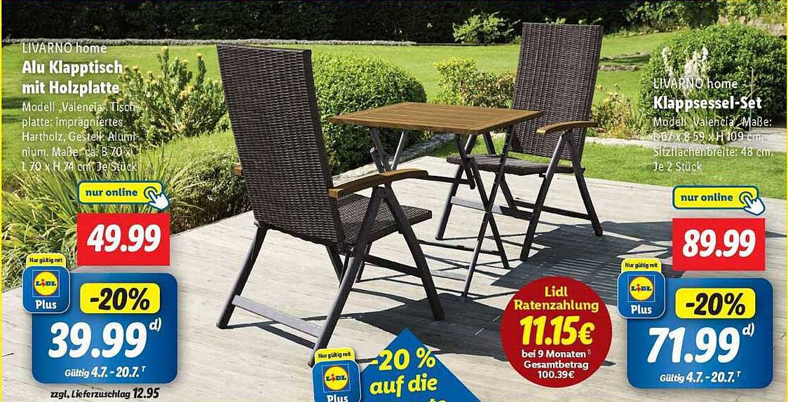 LIVARNO home Alu Klapptisch mit Holzplatte