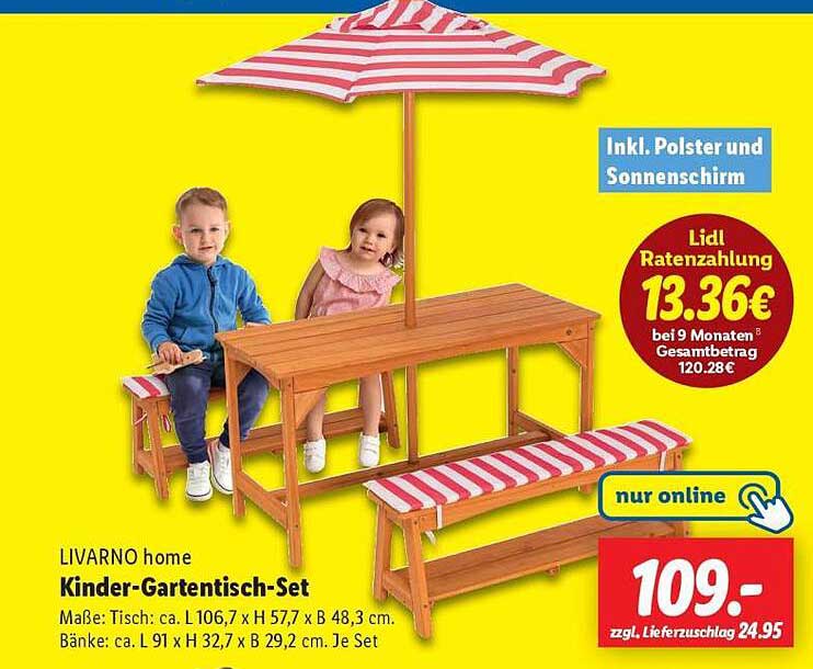 LIVARNO home Kinder-Gartentisch-Set