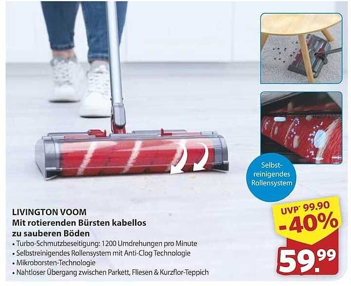 LIVINGTON VOOM – Mit rotierenden Bürsten kabellos zu sauberen Böden