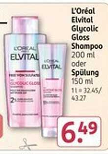 L'Oréal Elvital Glycolic Gloss Shampoo 200 ml oder Spülung 150 ml
