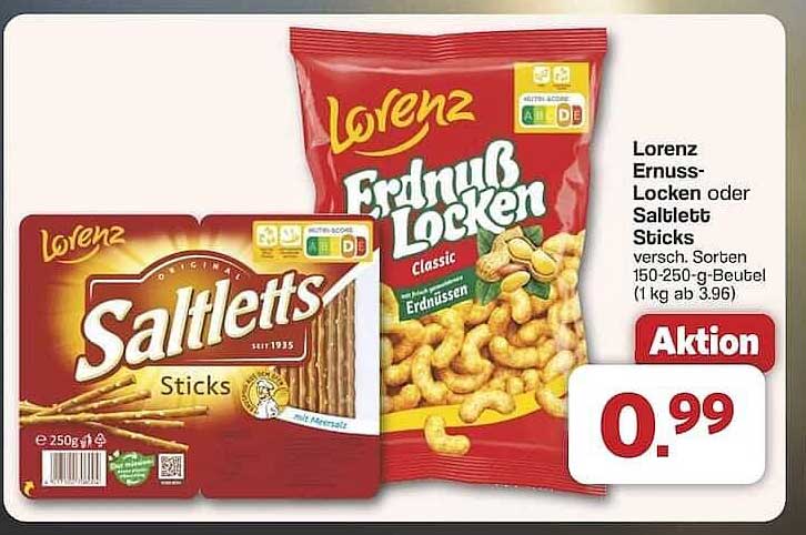 Lorenz Erdnuss-Locken oder Saltletts Sticks