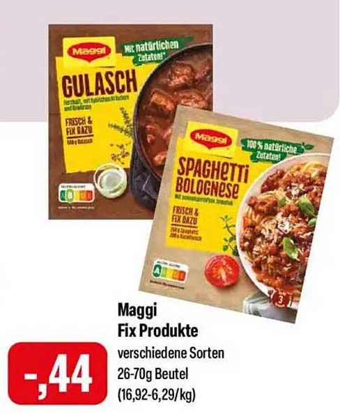 Maggi Fix Produkte - Gulasch und Spaghetti Bolognese