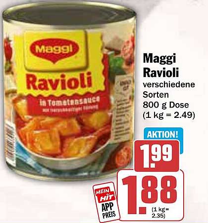 Maggi Ravioli verschiedene Sorten 800 g Dose