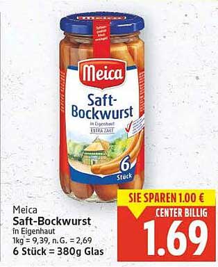 Meica Saft-Bockwurst im Eigenhaut - 6 Stück im 380g Glas