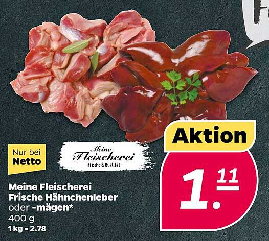Meine Fleischerei Frische Hähnchenleber oder -mägen