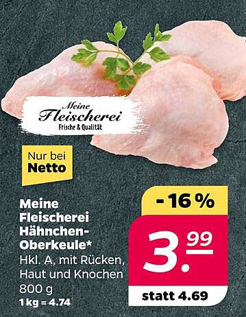 Meine Fleischerei Hähnchen-Oberkeule 800g