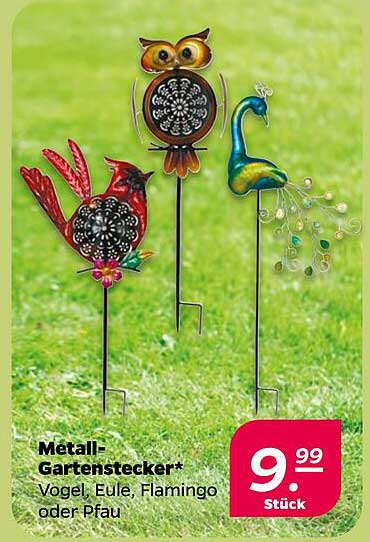 Metall-Gartenstecker* Vogel, Eule, Flamingo oder Pfau