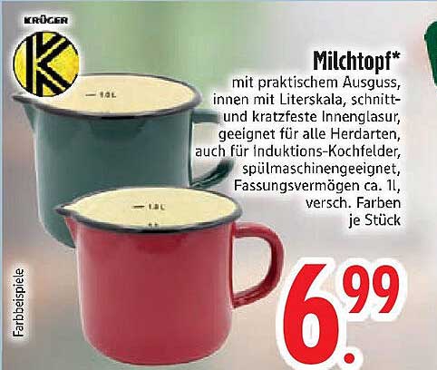 Milchtopf* mit praktischem Ausguss von Krüger