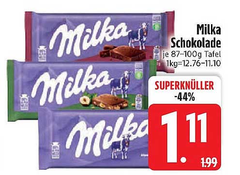 Milka Schokolade je 87–100g Tafel