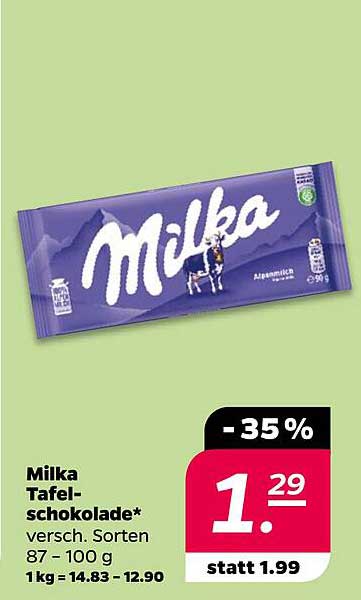 Milka Tafelschokolade, verschiedene Sorten 87 – 100 g