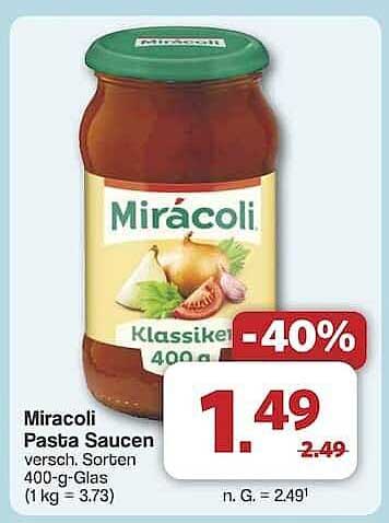 Miracoli Pasta Saucen, verschiedene Sorten 400-g-Glas