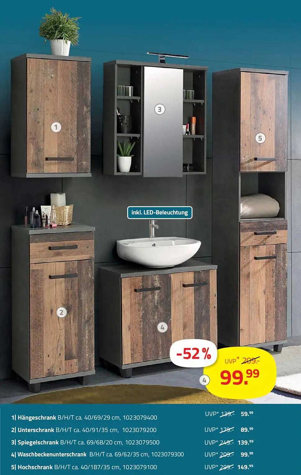 MODERNES BADMÖBEL-SET MIT LED-BELEUCHTUNG