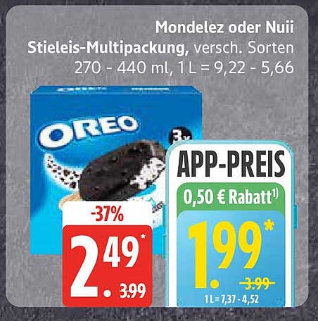 Mondelez oder Nuii Stieleis-Multipackung, verschiedene Sorten