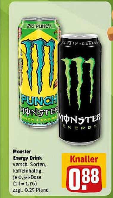 Monster Energy Drink - verschiedene Sorten, koffeinhaltig, je 0,5 l-Dose