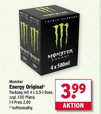 Monster Energy Original - 4er Pack (0,5 l-Dosen)