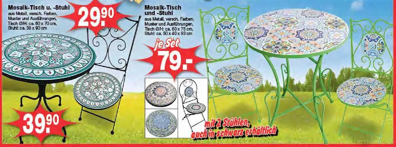 Mosaik-Tisch und -Stuhl Set