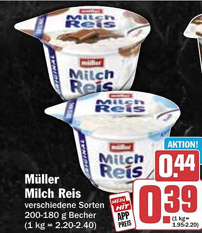 Müller Milch Reis 200-180 g Becher verschiedene Sorten
