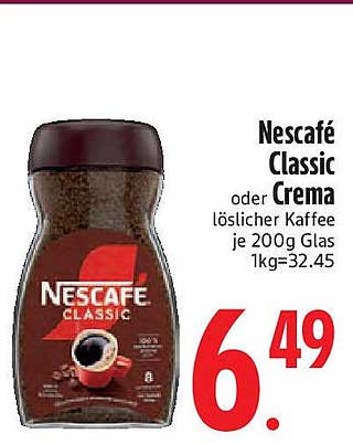 Nescafé Classic Crema – Löslicher Kaffee 200g Glas