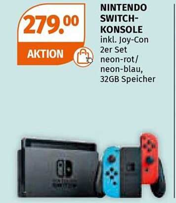 Nintendo Switch-Konsole inkl. Joy-Con 2er Set neon-rot/neon-blau, 32GB Speicher