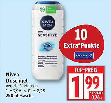 Nivea Duschgel Sensitive 250ml Flasche