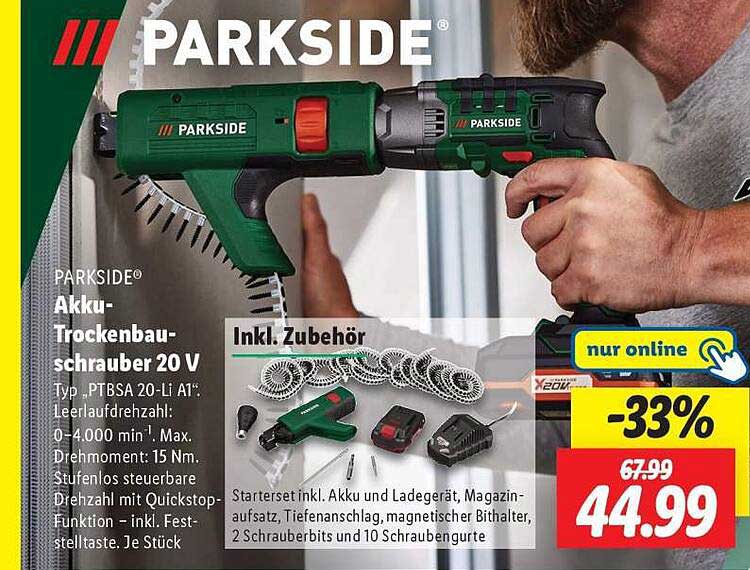 PARKSIDE Akku-Trockenbauschrauber 20 V