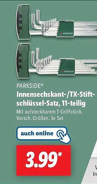 PARKSIDE® Innensechskant-/TX-Stiftschlüssel-Satz, 11-teilig