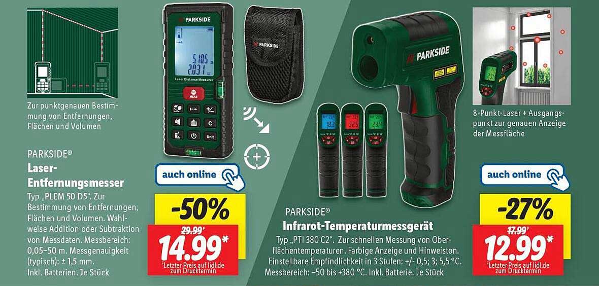 PARKSIDE® Laser-Entfernungsmesser Typ PLEM 50 D5